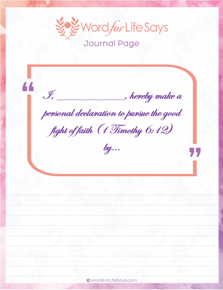 Adult Journal Page - Pursuing the Good Fight of Faith