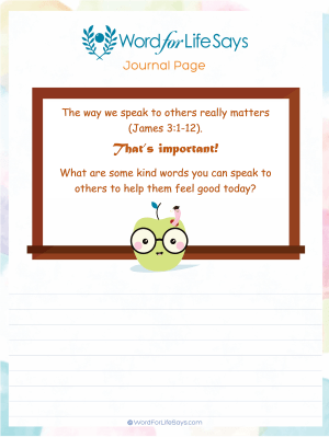 Kid's Journal Page - Speak Kindly